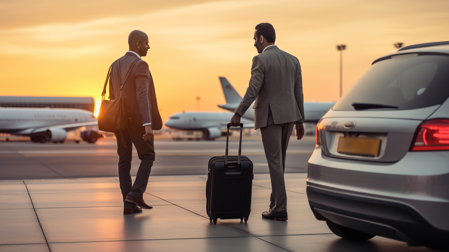 A Komyut Chauffeur Receiving a passenger at the airport.