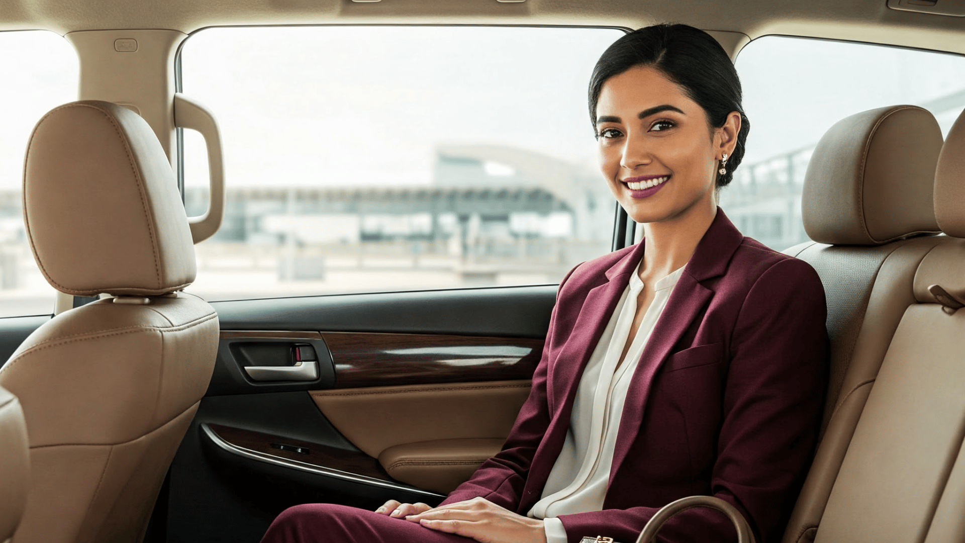 A businesswoman during Komyut's hourly car rental with driver service.